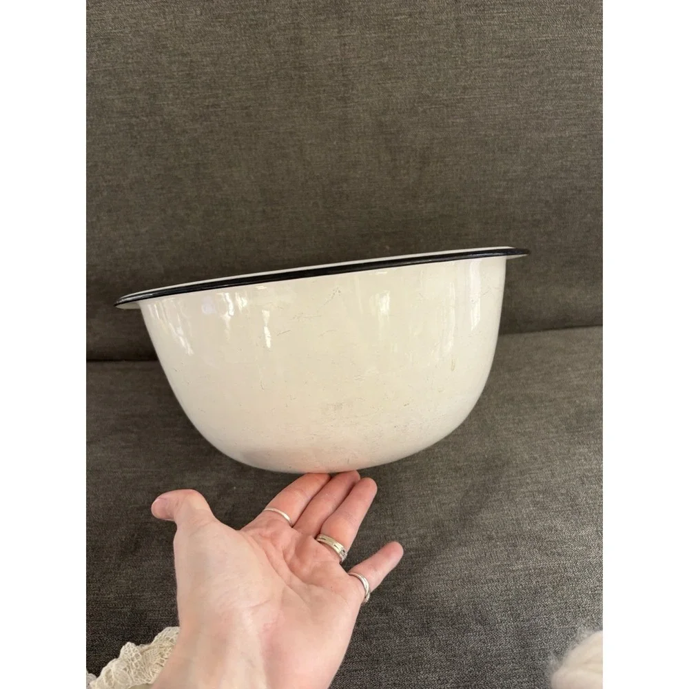 Vintage‎ Upcycled Repurposed Primitive Vignette Tabletop Decor Enamel Bowl